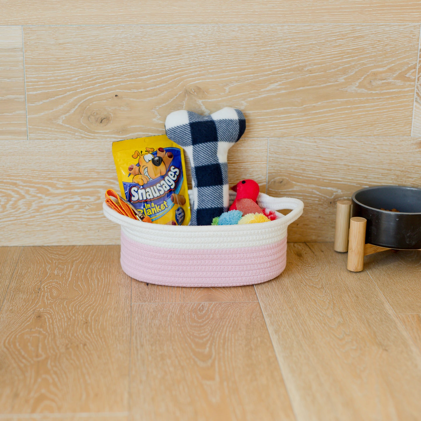 NaturalCozy Oval Rope Cotton Baskets Set of 3 (Off White & Baby Pink)
