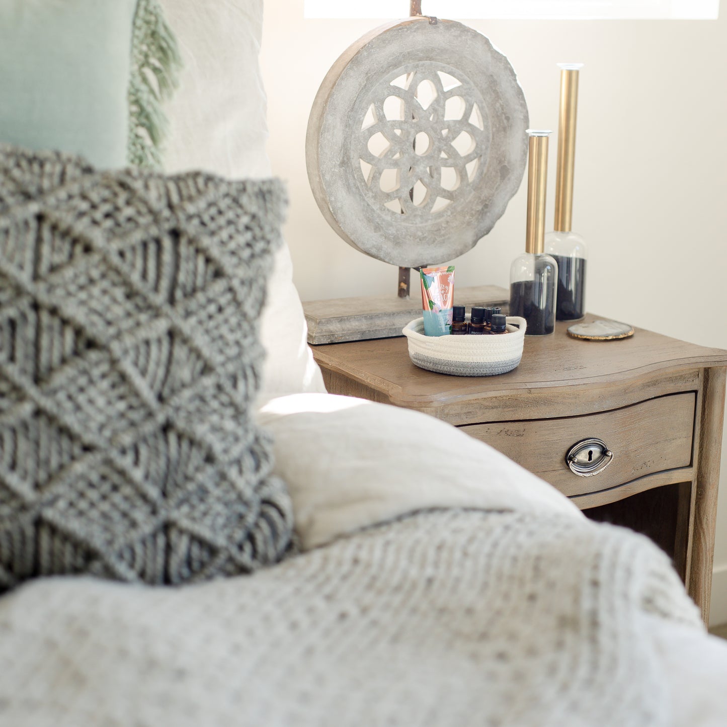 NaturalCozy Round Small Rope Cotton Baskets Set of 5 (Off White & Jute)