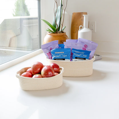 NaturalCozy Rectangle Rope Cotton Baskets Set of 5 (Beige)