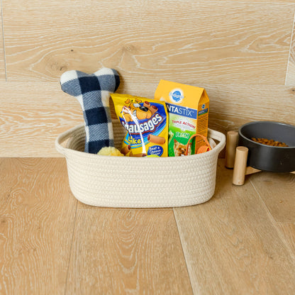 NaturalCozy Rectangle Rope Cotton Baskets Set of 5 (Beige)